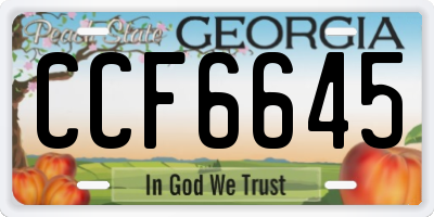 GA license plate CCF6645