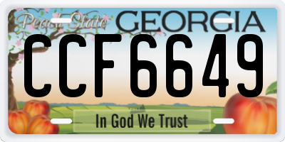 GA license plate CCF6649