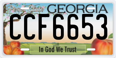 GA license plate CCF6653