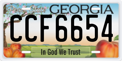 GA license plate CCF6654