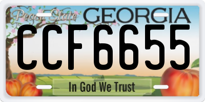GA license plate CCF6655