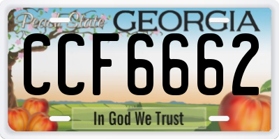 GA license plate CCF6662