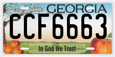 GA license plate CCF6663