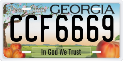 GA license plate CCF6669