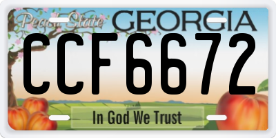 GA license plate CCF6672