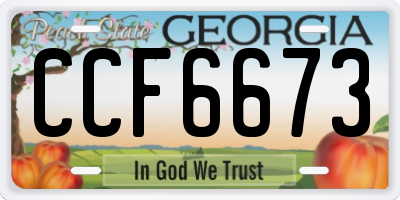 GA license plate CCF6673
