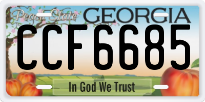 GA license plate CCF6685