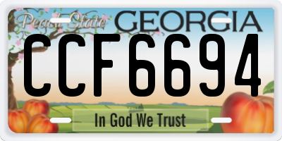 GA license plate CCF6694