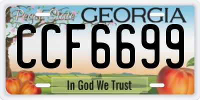 GA license plate CCF6699