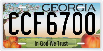 GA license plate CCF6700
