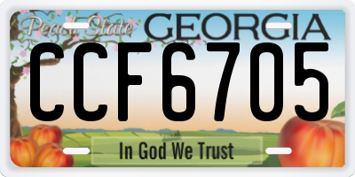 GA license plate CCF6705