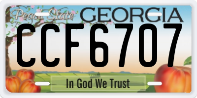 GA license plate CCF6707