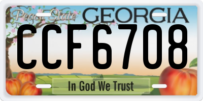 GA license plate CCF6708