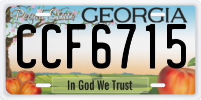 GA license plate CCF6715