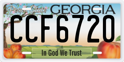 GA license plate CCF6720