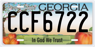 GA license plate CCF6722