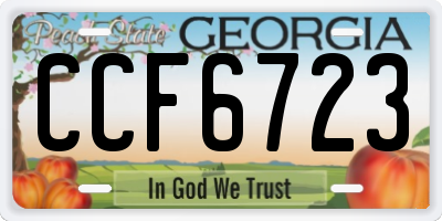 GA license plate CCF6723