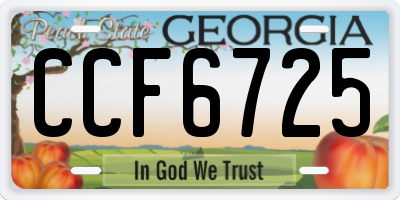 GA license plate CCF6725