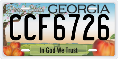 GA license plate CCF6726
