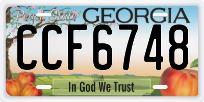 GA license plate CCF6748
