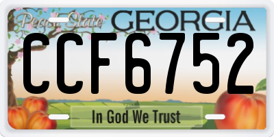 GA license plate CCF6752