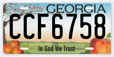 GA license plate CCF6758