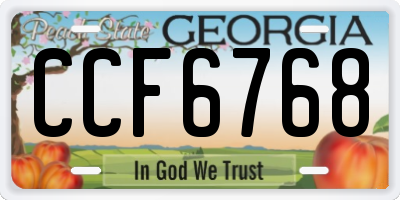 GA license plate CCF6768