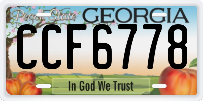 GA license plate CCF6778