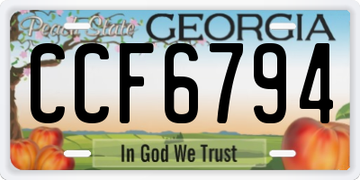 GA license plate CCF6794