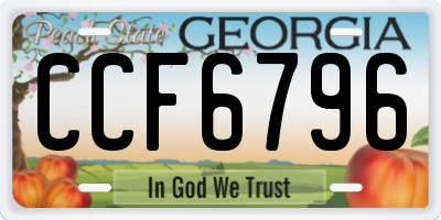 GA license plate CCF6796