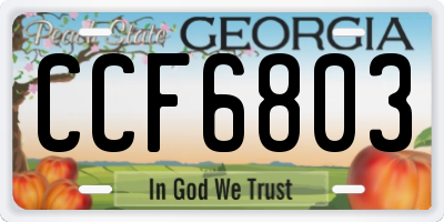 GA license plate CCF6803