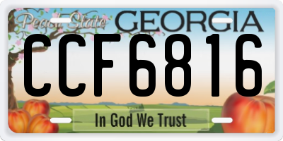 GA license plate CCF6816