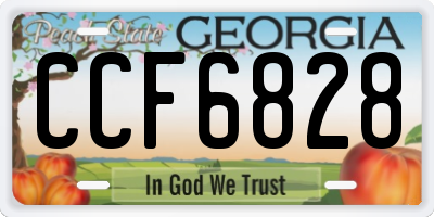 GA license plate CCF6828