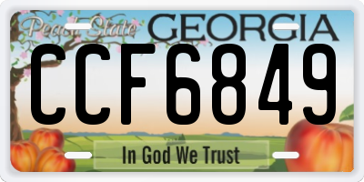 GA license plate CCF6849
