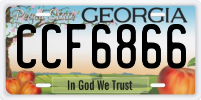 GA license plate CCF6866