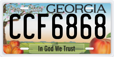 GA license plate CCF6868