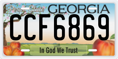 GA license plate CCF6869