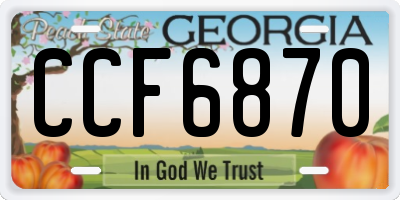 GA license plate CCF6870