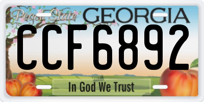 GA license plate CCF6892