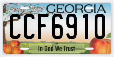 GA license plate CCF6910