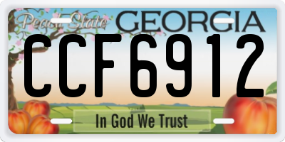 GA license plate CCF6912