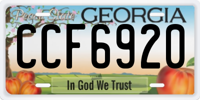 GA license plate CCF6920