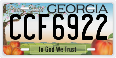 GA license plate CCF6922