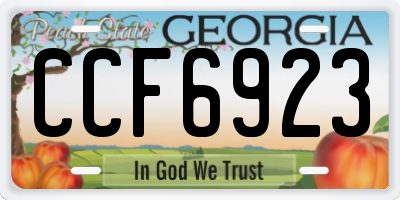 GA license plate CCF6923