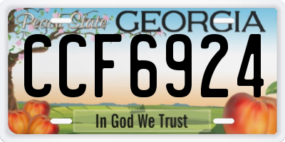 GA license plate CCF6924