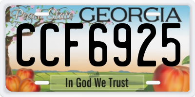 GA license plate CCF6925