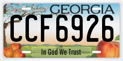 GA license plate CCF6926