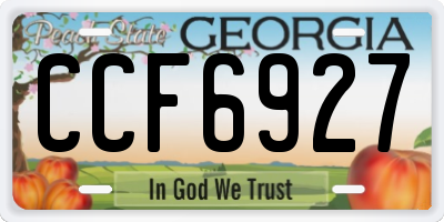 GA license plate CCF6927