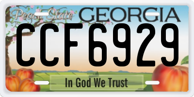 GA license plate CCF6929