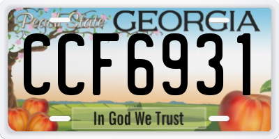 GA license plate CCF6931
